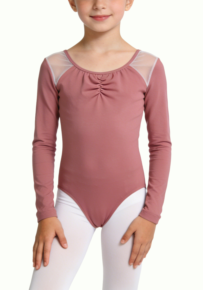pleated-decoration-long-sleeves-dance-leotard