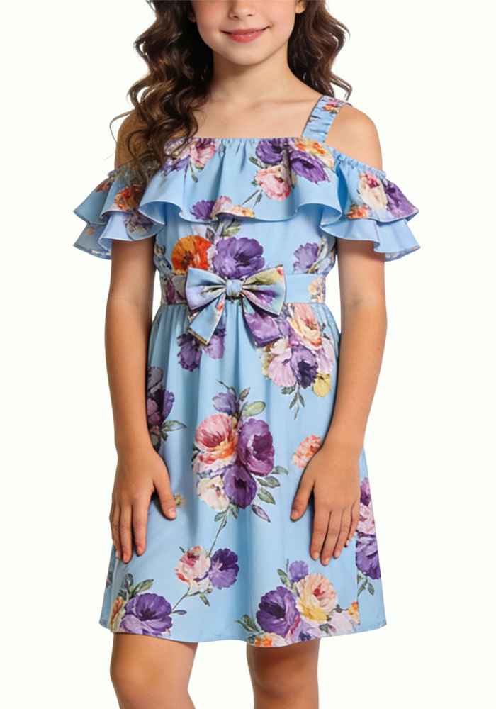 floral-print-ruffled-shoulder-girls-holiday-dress