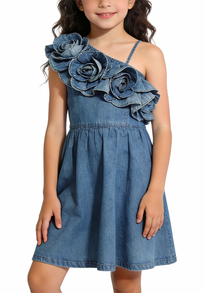 ruffled-shoulder-denim-girls-holiday-dress