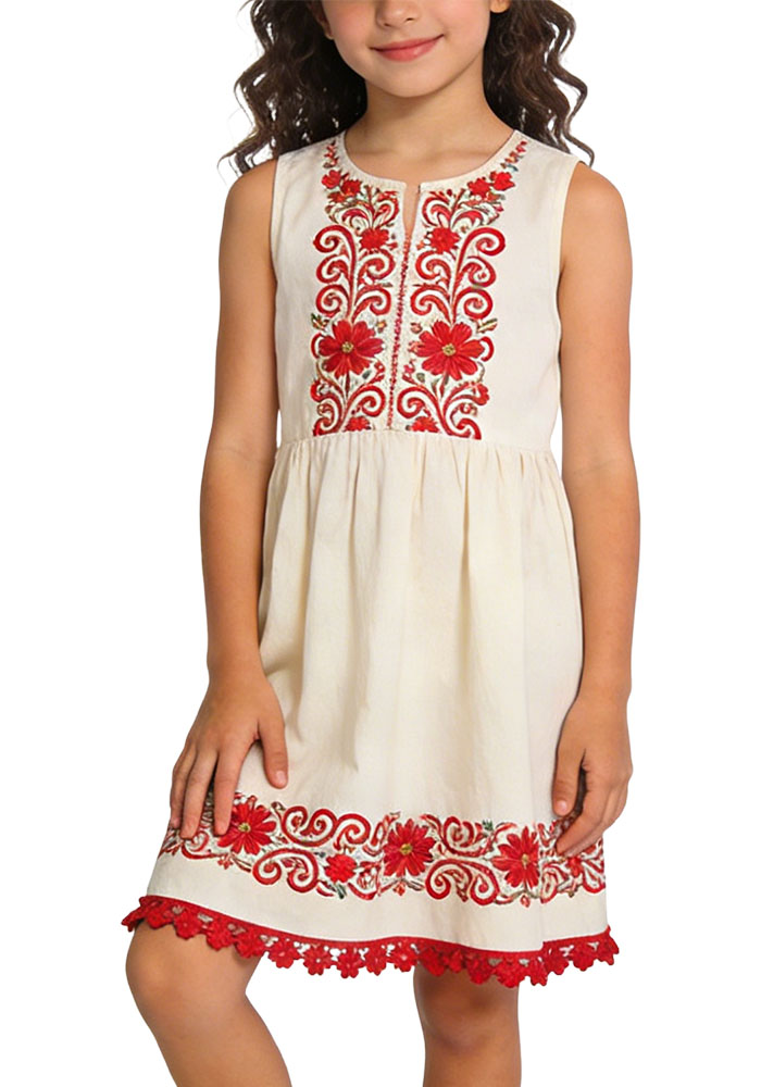 embroidered-hem-floral-print-girls-holiday-dress