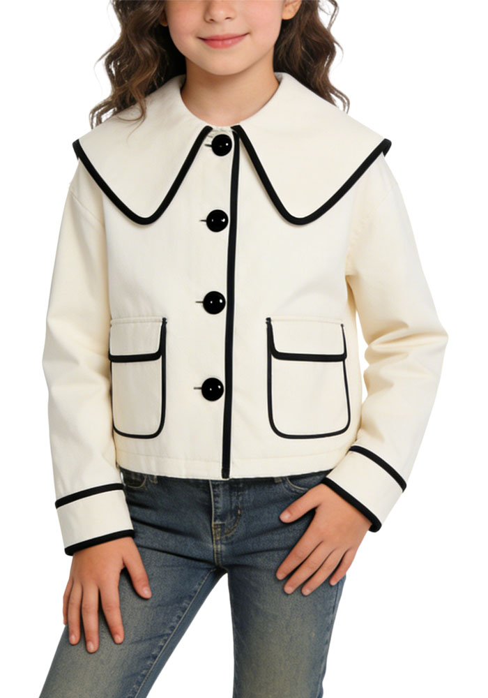 timeless-contrast-trim-lapel-collar-girls-coat