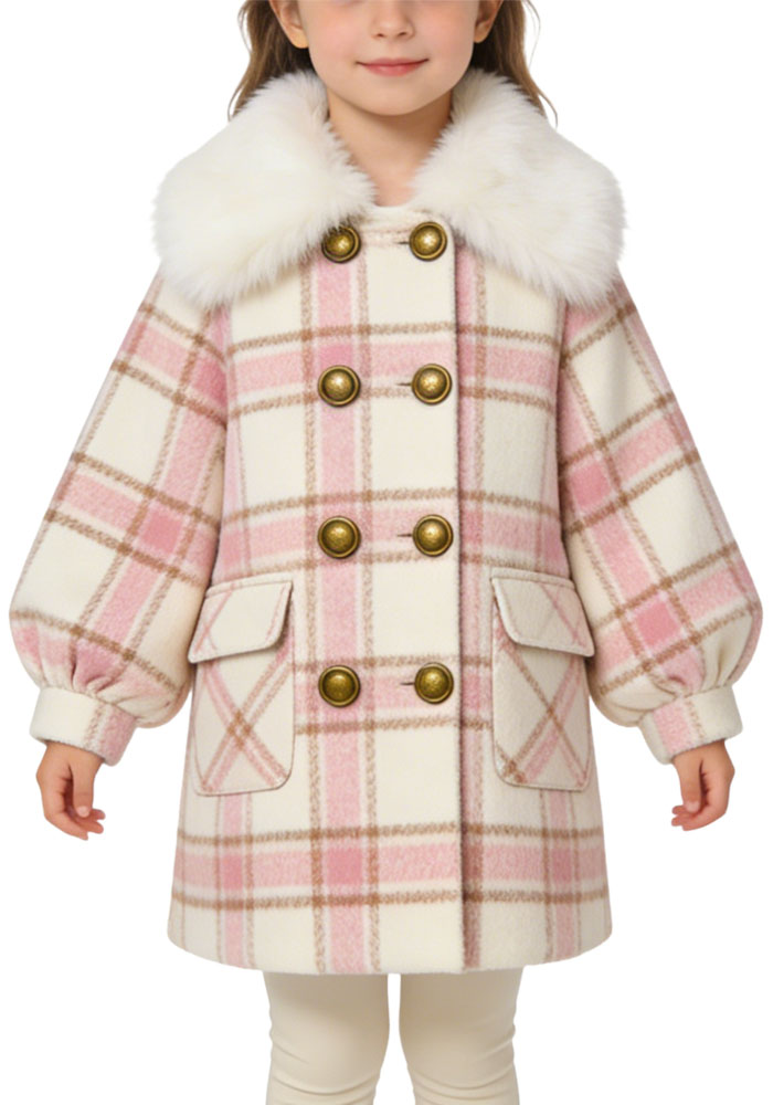 preppy-plaid-pattern-lapel-collar-girls-coat